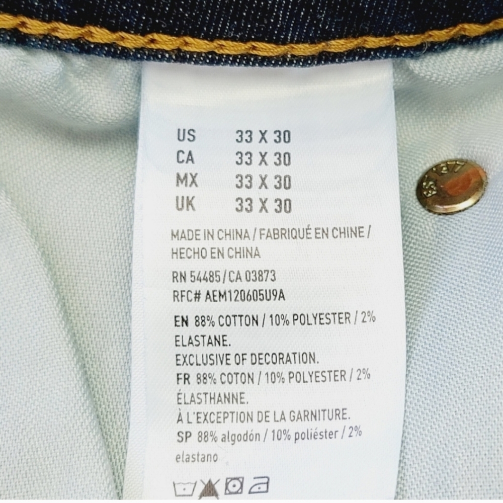 American Eagle Outfitters Extreme Flex Relaxed Straight Denim Blue Jeans 33x30